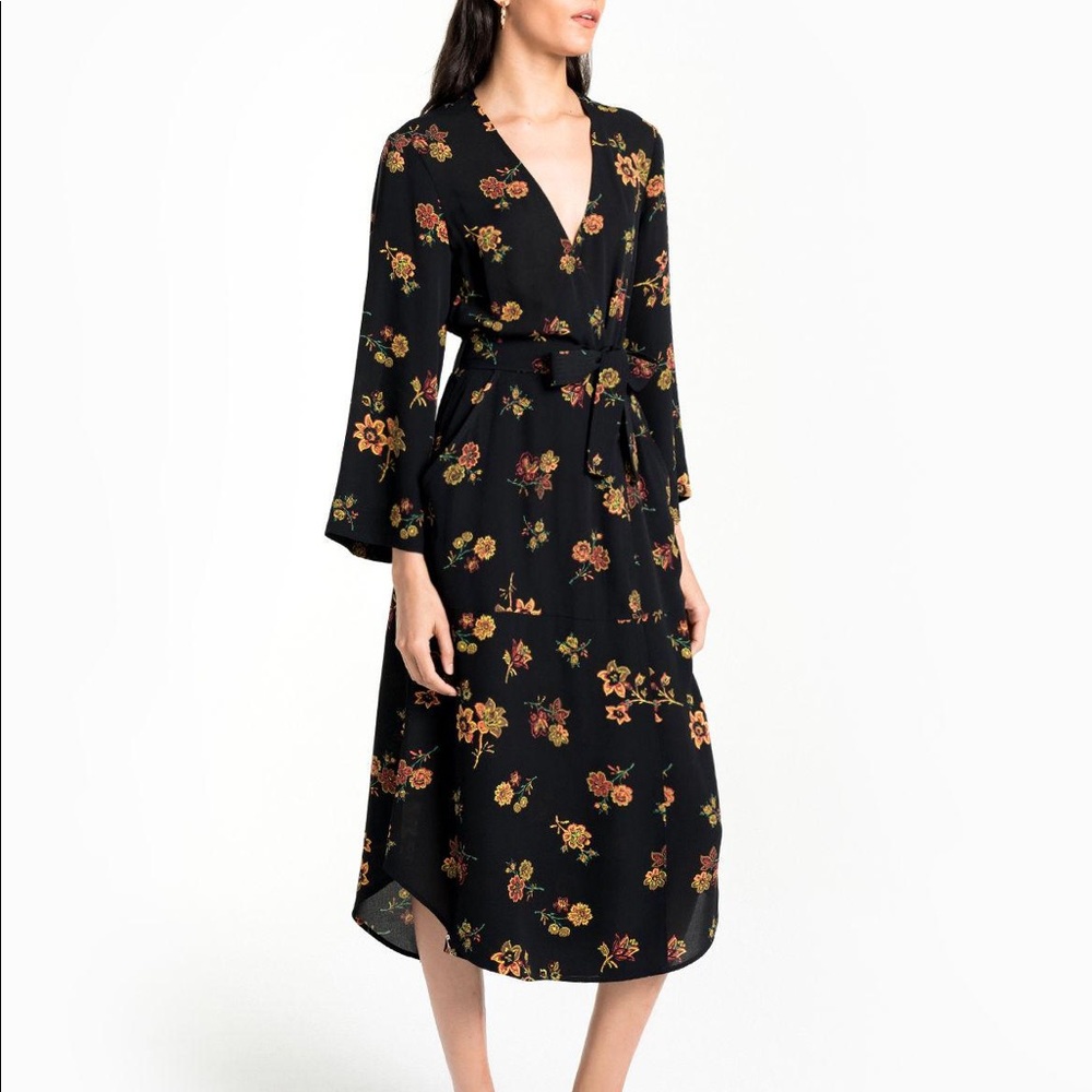 A.L.C. Wilma Floral Silk Kimono Midi Dress